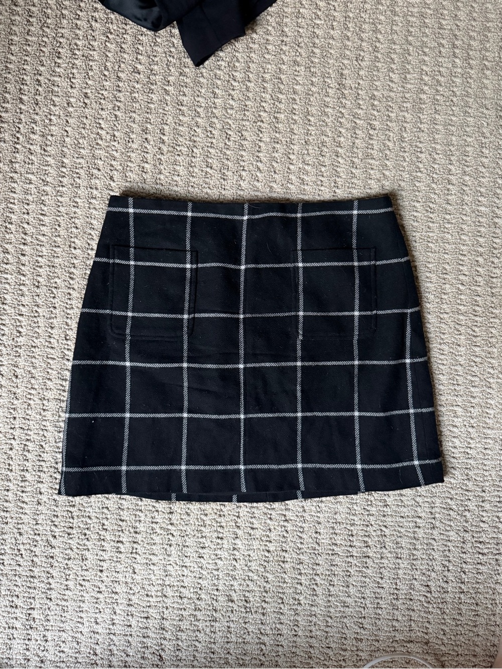 Madewell Black Mini Skirt with White Windowpane Grid